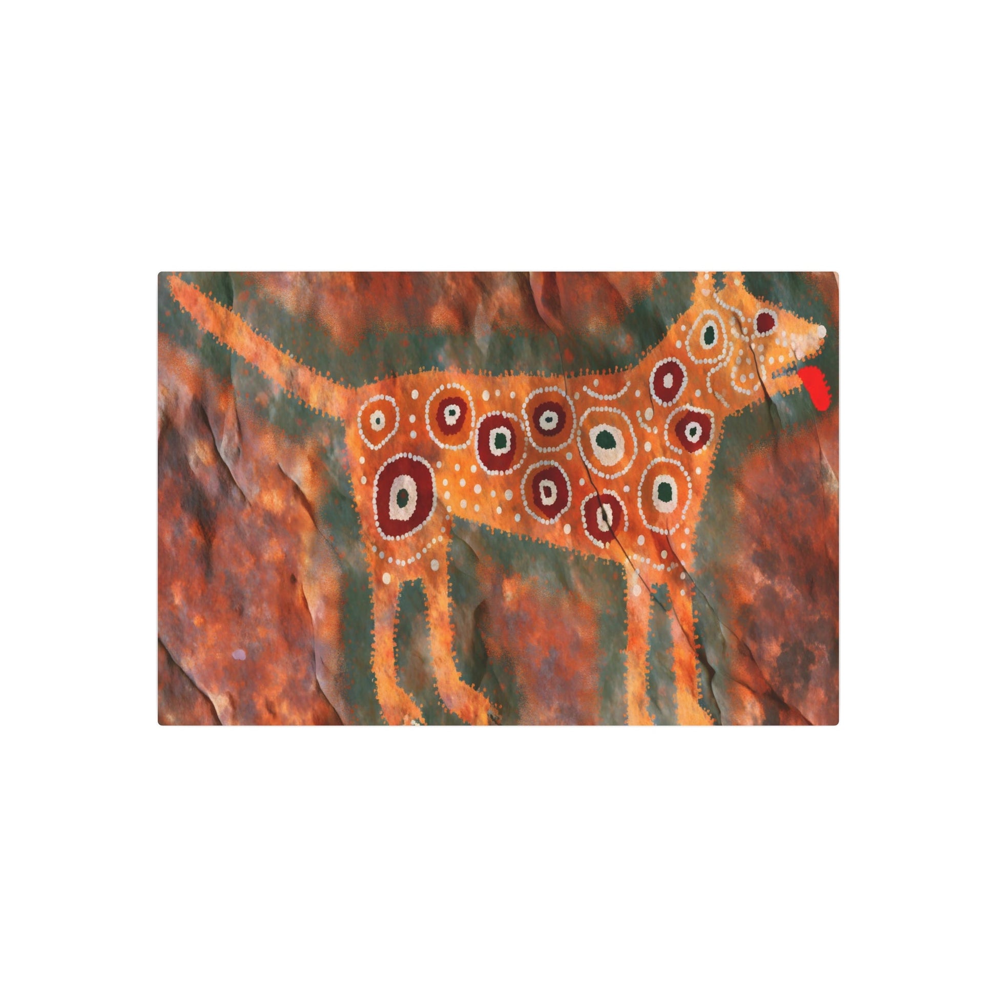 Metal Poster Art | "Authentic Australian Aboriginal Art - Handmade Dog Inspired Painting in Non-Western & Global Styles Category" - Metal Poster Art 36″ x 24″ (Horizontal) 0.12''