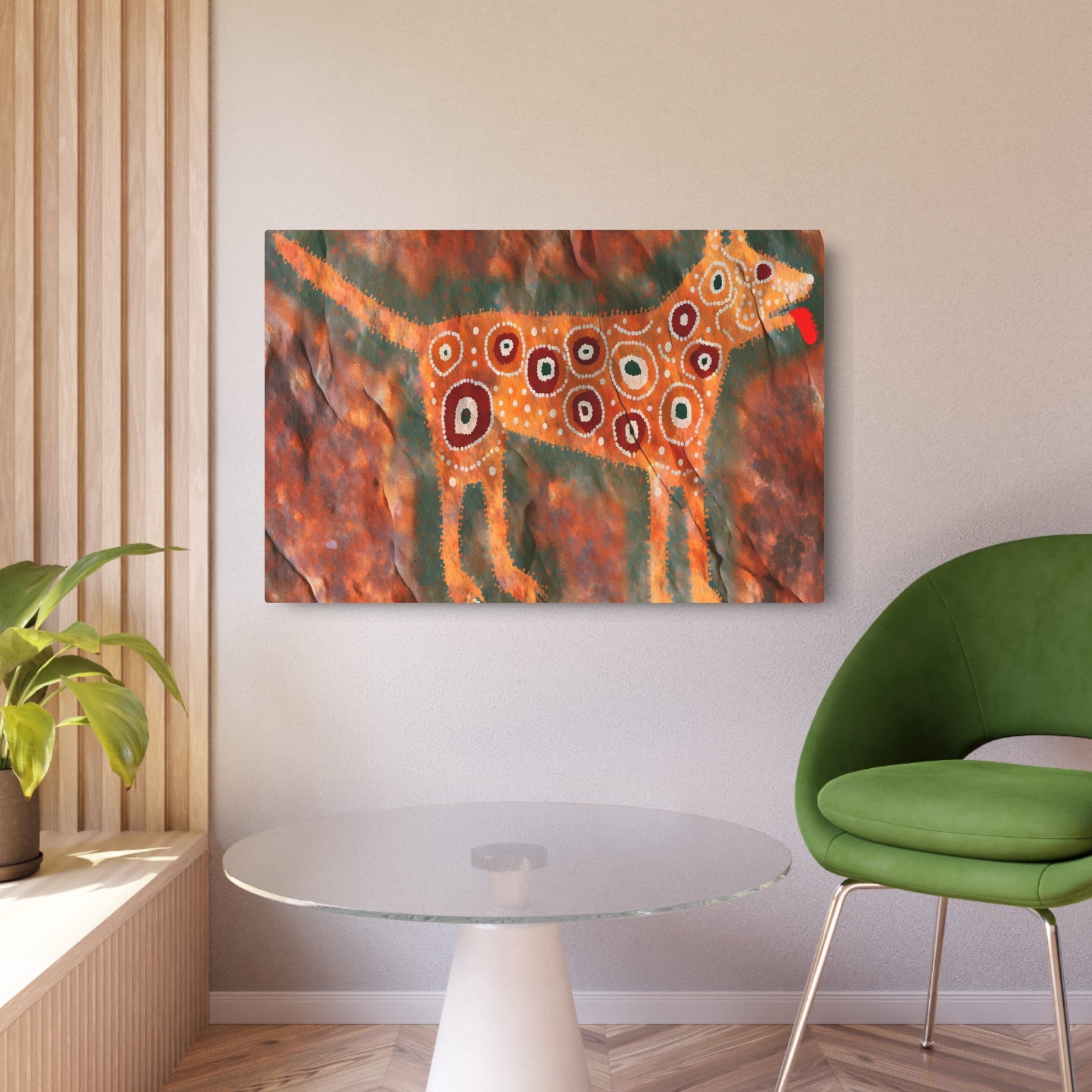 Metal Poster Art | "Authentic Australian Aboriginal Art - Handmade Dog Inspired Painting in Non-Western & Global Styles Category" - Metal Poster Art 36″ x 24″ (Horizontal) 0.12''