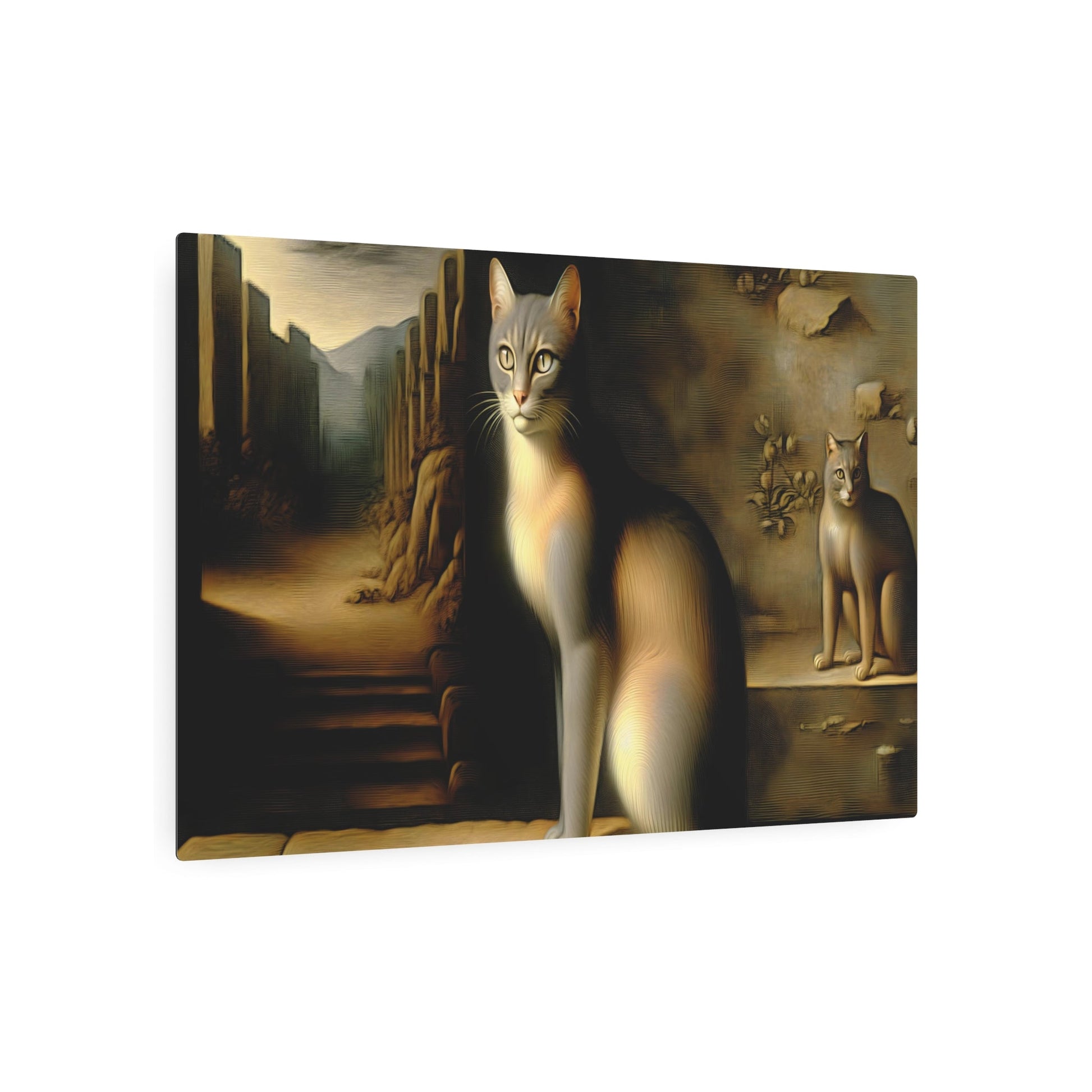Metal Poster Art | "Renaissance Style Cat Portrait - Western Art Styles, Renaissance Inspired Feline Artwork" - Metal Poster Art 36″ x 24″ (Horizontal) 0.12''