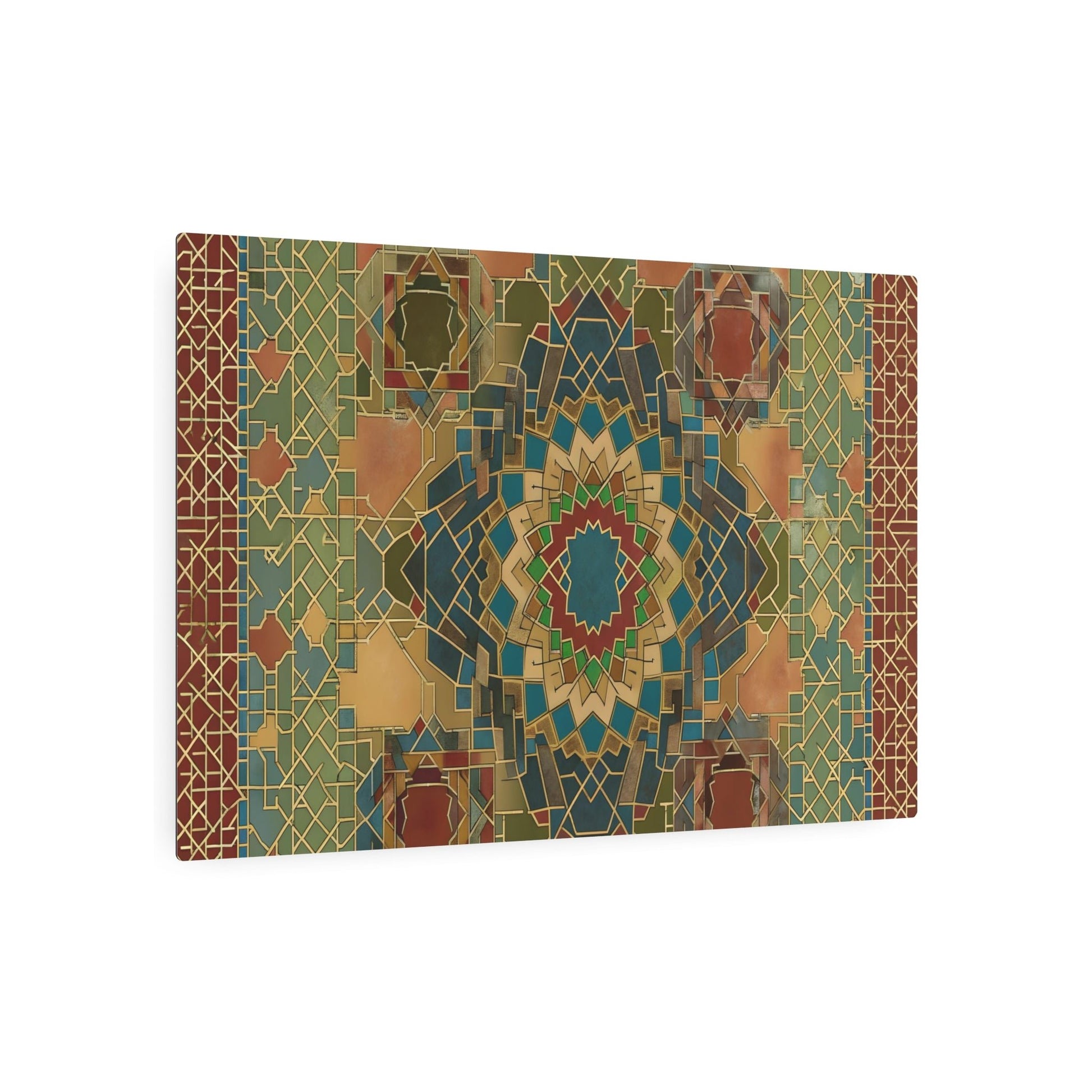 Metal Poster Art | "Stunning Collection of Detailed Islamic Geometric Patterns - Sophisticated Symmetry & Interlaced Designs in Earth Tones - Non-Western Global - Metal Poster Art 36″ x 24″ (Horizontal) 0.12''