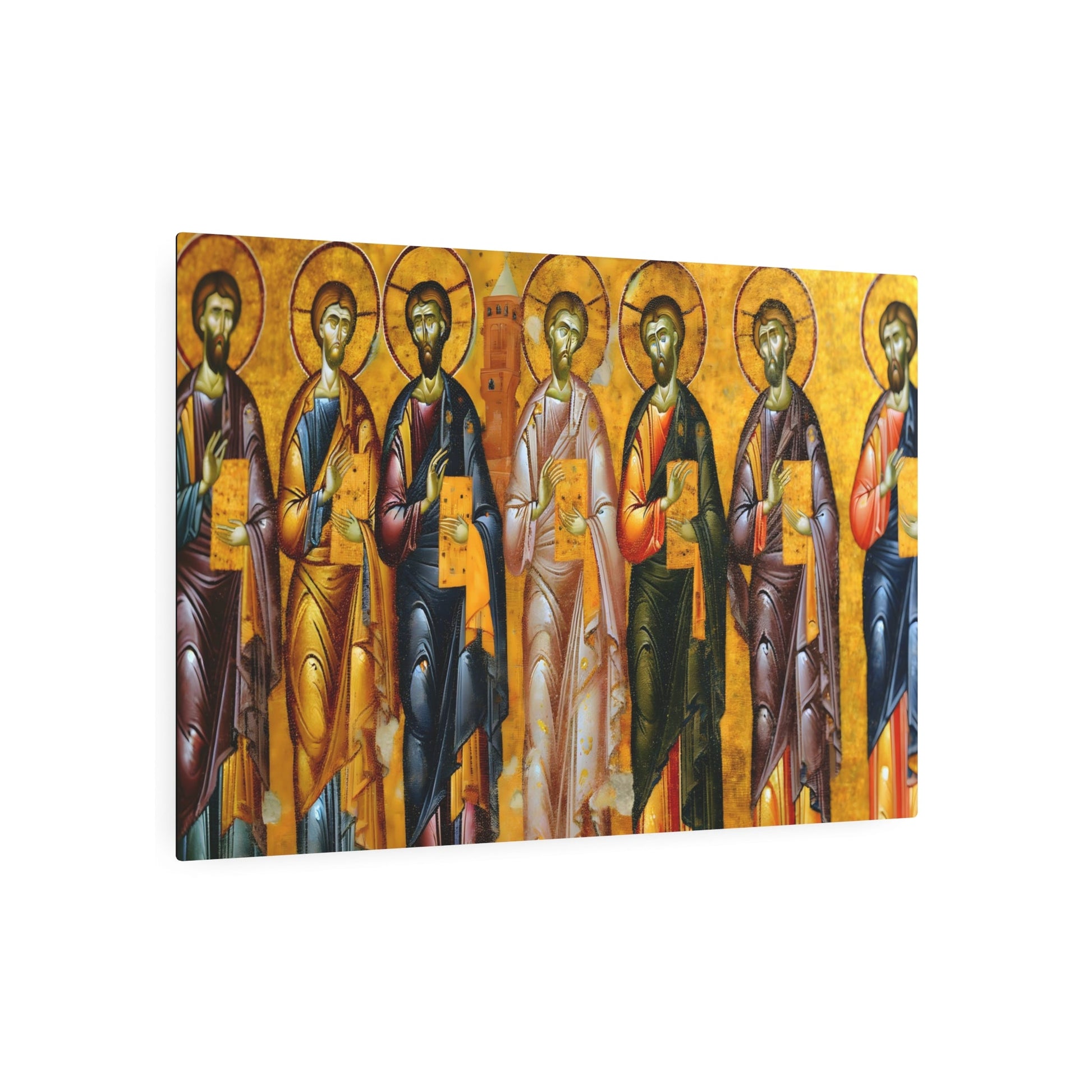 Metal Poster Art | "Traditional Byzantine Artwork with Religious Icons, Gold Accents, and Mosaics - Exquisite Non-Western & Global Styles Art Piece" - Metal Poster Art 36″ x 24″ (Horizontal) 0.12''